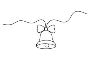 Continuous single line drawing of Christmas bell outline design vector