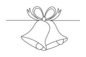 Christmas bell continuous single line art drawing of concept doodle style outline illustration vector