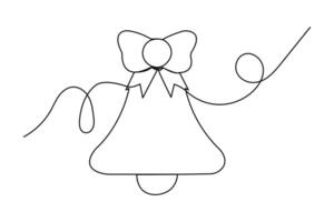 Continuous one line drawing of Christmas bell outline icon vector