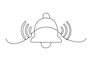 Simple illustration of christmas bell continuous one line art drawing vector