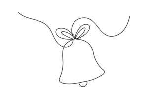 Continuous one line drawing of Christmas bells icon design vector
