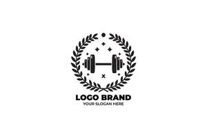 Classic Circular Barbell Design with Laurels vector