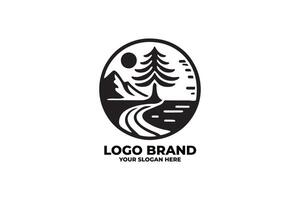 Simple Adventure Logo Featuring Tree and Path vector