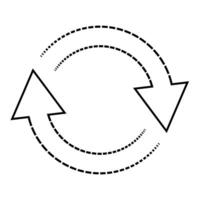 Round arrows dotted lines, reuse arrow sustainable, recycle save refill vector