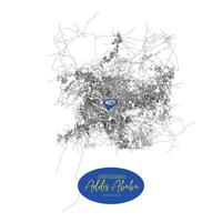 Addis Ababa,capital city of Ethiopia,Urban Streets Roads Map with city center location pin, illustration element image vector