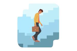 Problems on career ladder arose from man who got lost on path to success in business vector