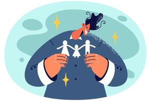 Man hold paper family model in hands vector