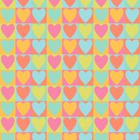 a bright multicolored pattern with hearts and squares for Valentine's Day vector