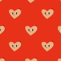 background with funny hearts in retro style for Valentine's Day vector