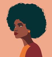 flat illustration of bright portrait of afro woman curly hair avatar. Avatar icons user profile media, design and development of websites and applications, icons vector