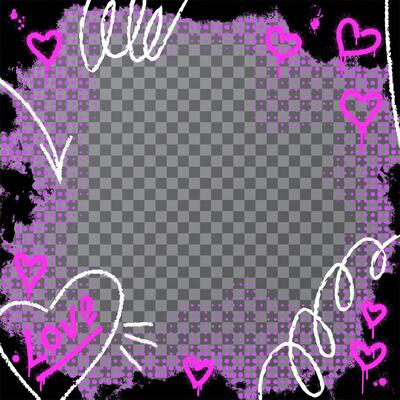 Grunge textured square background for valentines day. Abstract graffiti frame overlay with halftone effect, messy splatter and paint stains for retro layouts