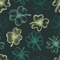 Seamless Pattern of Clover Leaves . Hand drawn botanical design vector