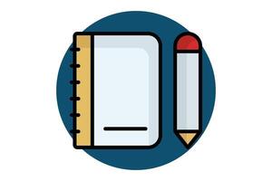 Agenda icon. colored outline icon style. book with pencil. icon related to time and date. time elements illustration vector