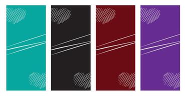 set of abstract backgrounds in minimal trendy style for happy valentine day vector