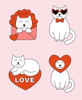 Set of Valentine day Cat characters. vector