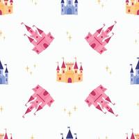 Seamless pattern with princess castles. Endless patterns for your design vector