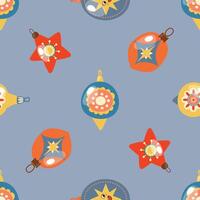 Seamless pattern with Christmas tree toys. vector
