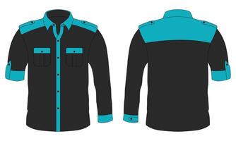 Button down collar office shirt template front and back view vector
