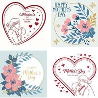 Happy mothers day victorian square frame with vector