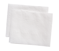 Two pieces of white tissue paper or napkin paper in stack isolated with clipping path in file format Top view png