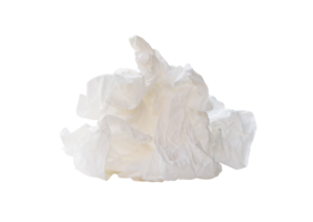 Used white crumpled or screwed tissue paper ball isolated with clipping path in file format png