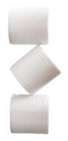 A pile of three white tissue paper or toilet paper rolls isolated with clipping path in file format png