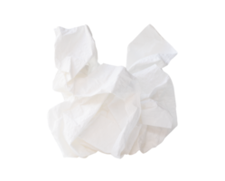 Screwed or crumpled white tissue paper ball isolated with clipping path in file format png