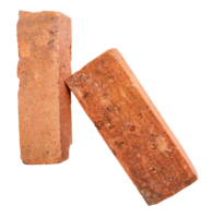 Two old red or orange bricks in vertical in heap isolated with clipping path in file format png
