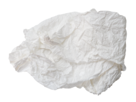 Used white crumpled tissue paper ball isolated with clipping path in format png