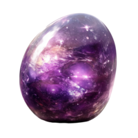 Magical space amethyst brazilian rock stone isolated on transparent background with purple glow inside. For jewelry design and for computer game design png