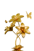 Gold Lily Flower 3D Design Element png