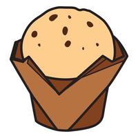 Hand Drawing of Chocolate Muffin with Intricate Details vector