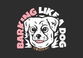 Barking like a dog. Dog head character with hand drawn style illustration with dark background vector