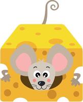 Curious Mouse Peeking into Cheese vector