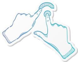 two hands gesture icon in sticker style gadget touch pad display smartphone laptop computer vector