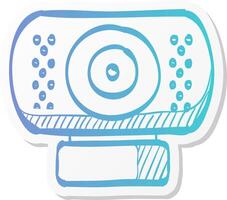 webcam icon in sticker color style computer internet connection discussion teleconference business vector