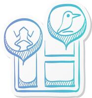 zoo map icon in sticker color style. vector