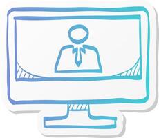 webinar icon in sticker color style e learning university college study distance connection vector