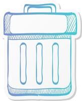 trash bin icon in sticker color style. vector