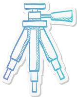 camera tripod icon in sticker color style photography stands stable movie shoot vector