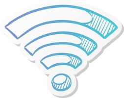 wifi symbol icon in sticker color style electronic computer wireless connection internet vector