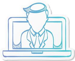 computer chat icon in sticker color style social media interaction talking webinar vector