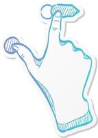 finger gesture icon in sticker color style gadget touch pad display smartphone laptop vector