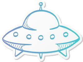 flying saucer icon in sticker color style alien, outer space, earth invasion vector