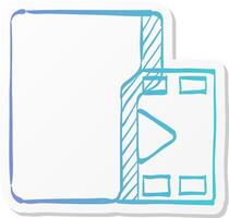movie folder icon in sticker color style computer files cinema media player vector