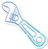 adustable wrench icon in sticker color style. vector