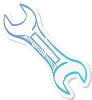 bicycle tools icon in sticker color style wrench mechanic vector