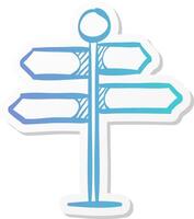 road sign post icon in sticker color style travel destination journey holiday vector