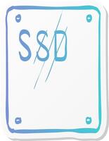 solid state drive icon in sticker color style computer storage ssd vector