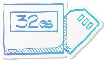 compact flash and sd card icon in sticker color style computer photography store image file data digital vector
